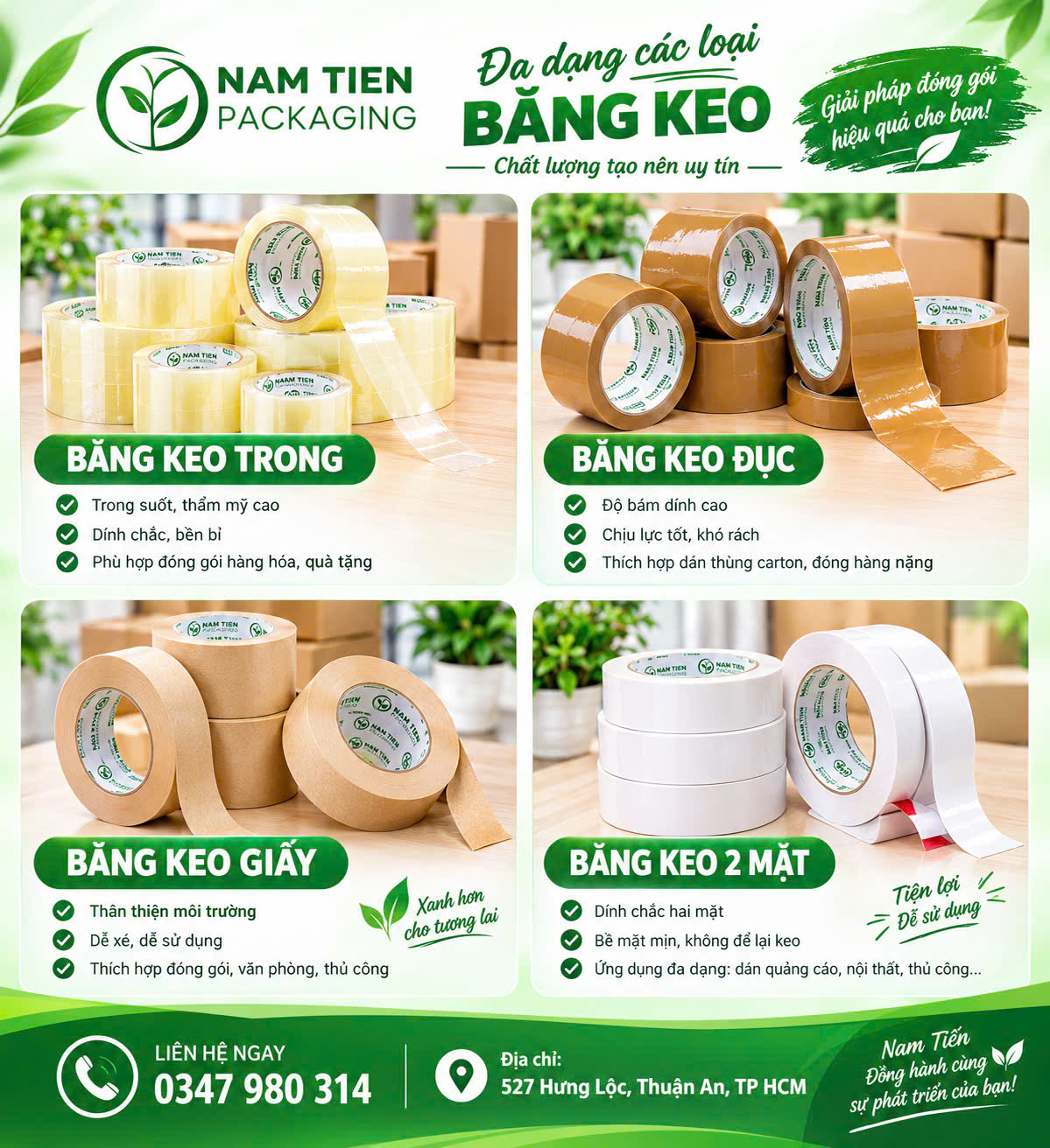 Mua băng keo tại xưởng sản xuất 2026 | Giá sỉ Nam Tiến