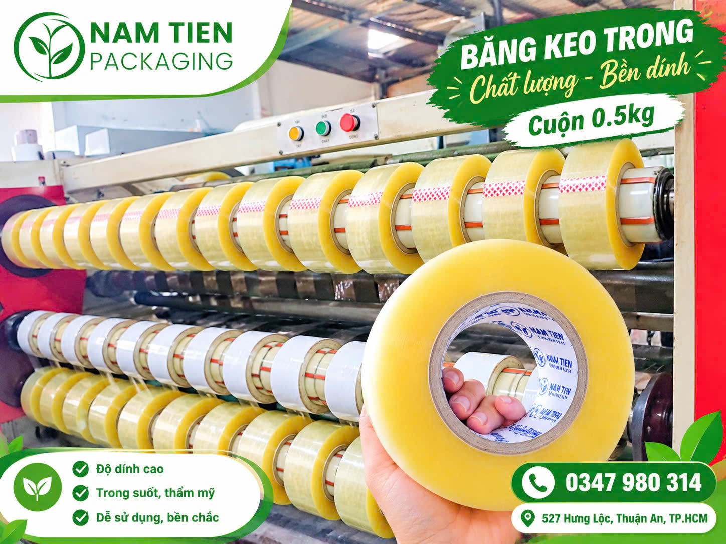 Mua băng keo 0.5kg tại xưởng TP HCM | Giá sỉ Nam Tiến